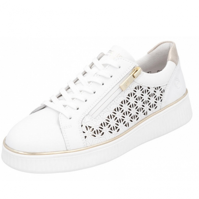 Remonte sportlicher Schnürer in weiss gold