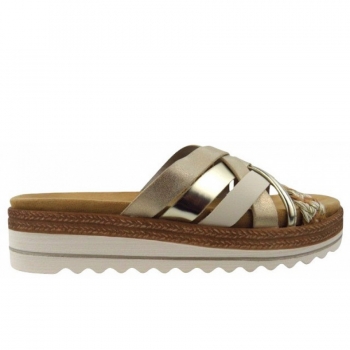 Remonte Remonte Sandale Pantolette in sand-porzellan-gold/gol