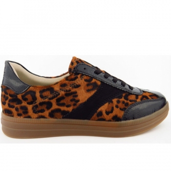 Remonte sportlicher Schnürer in black/leo-nuss/schwarz