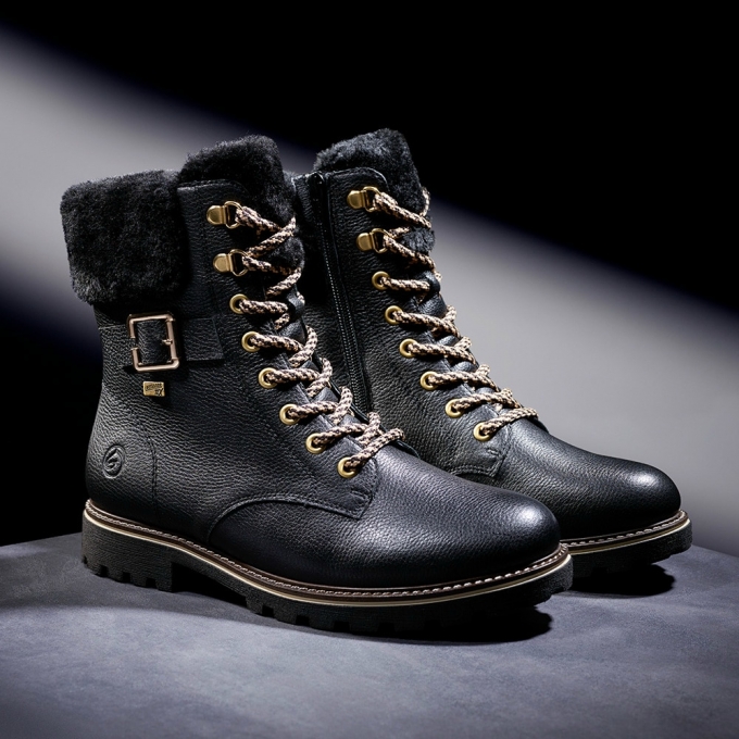 Remonte Damen Schnürstiefel - Schwarz