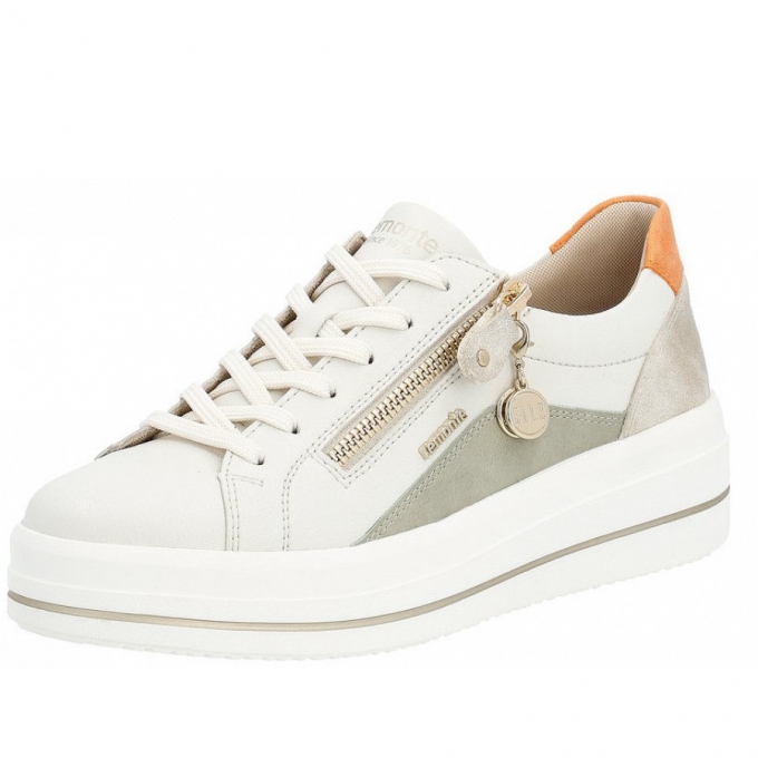 Remonte sportlicher Schnürer in offwhite salbei muschel