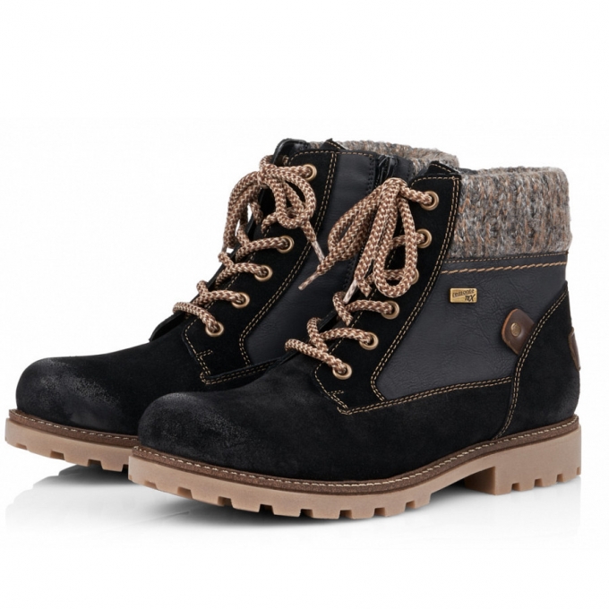 Remonte Schnürstiefeletten in schwarz/nero/kastanie/graphit
