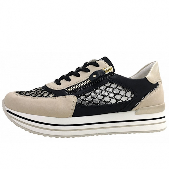 Remonte Schnürer in perle/schwarz-gold 03