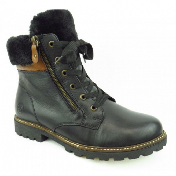 Remonte Lammfell Stiefelette in schwarz/chestnut/nero/s