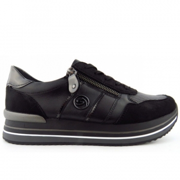 Remonte sportlicher Schnürer in schwarz/schwarz/schwar