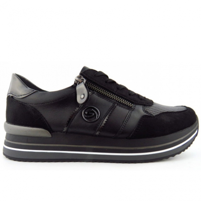 Remonte sportlicher Schnürer in schwarz/schwarz/schwar