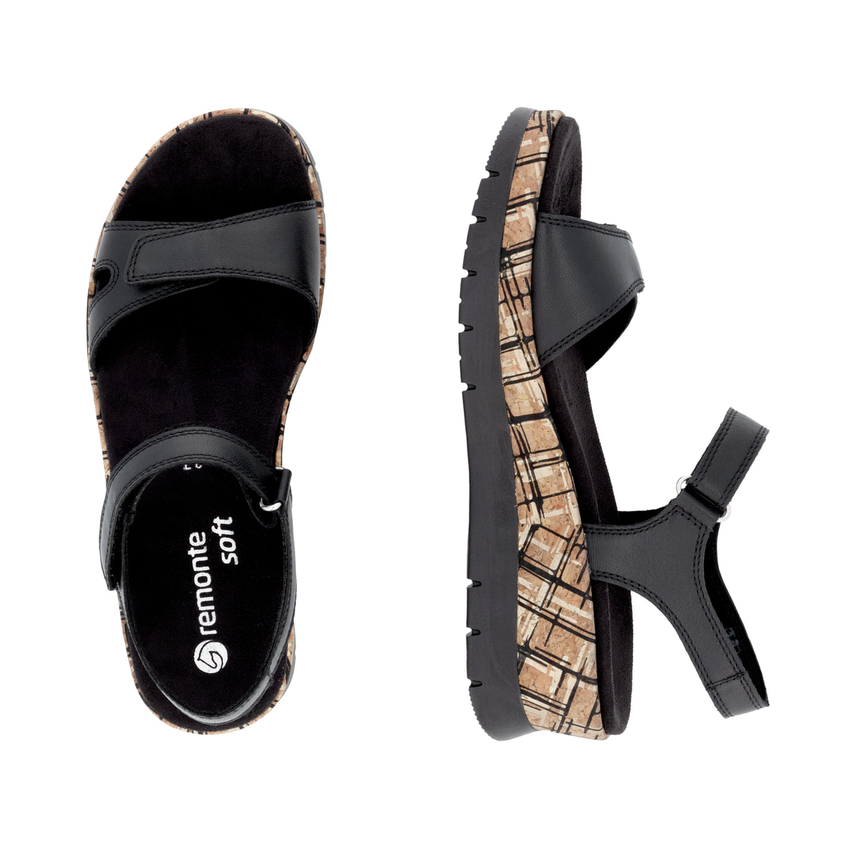 Remonte Damen Keilsandaletten - Schwarz
