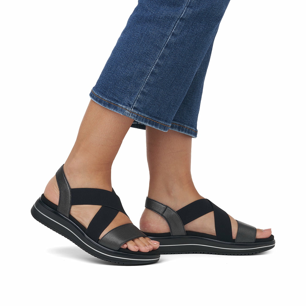 Remonte Damen Riemchensandalen - Schwarz