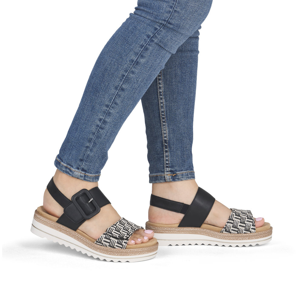 Remonte Damen Keilsandaletten - Schwarz