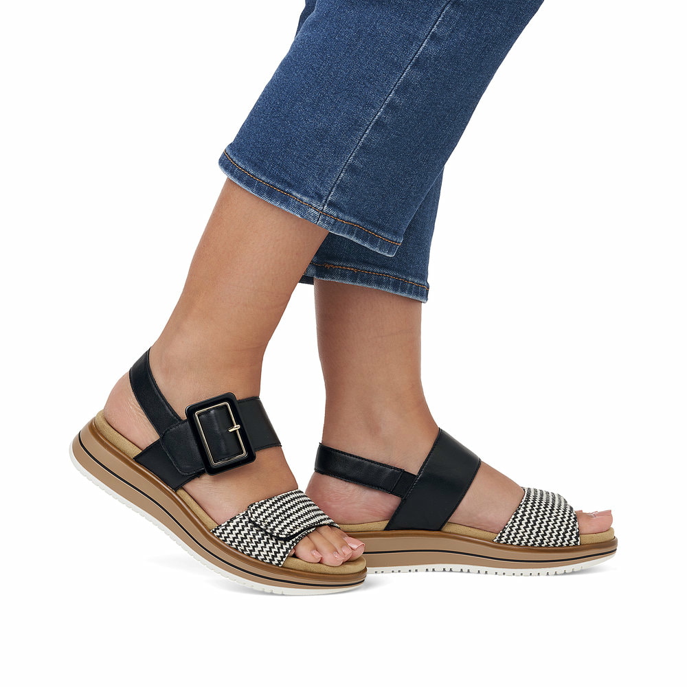 Remonte Damen Riemchensandalen - Schwarz