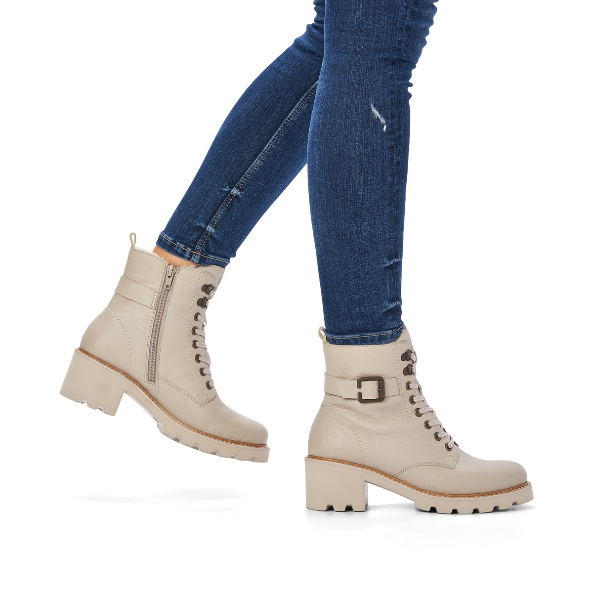 Remonte Damen Biker Boots - Beige