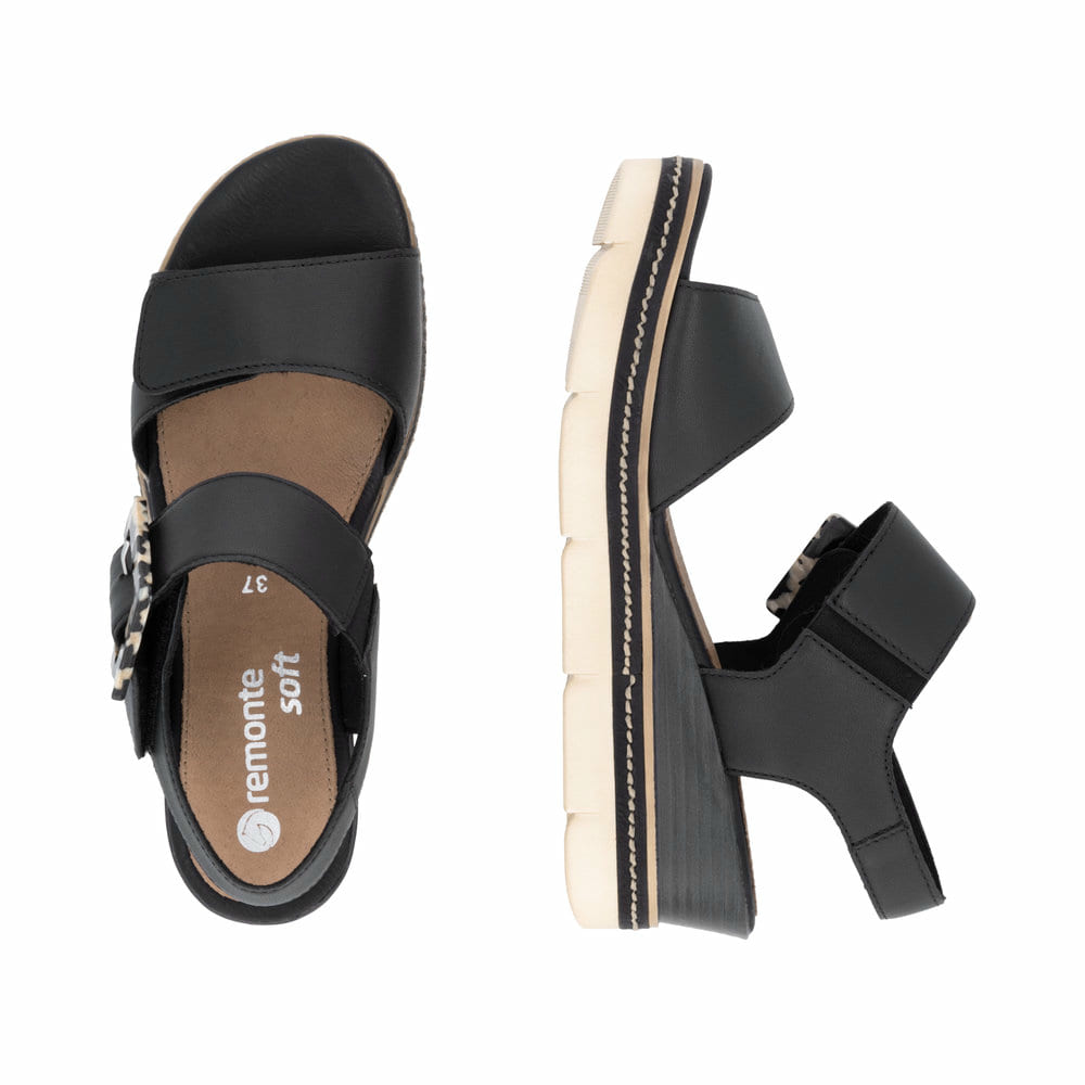 Remonte Damen Keilsandaletten - Schwarz